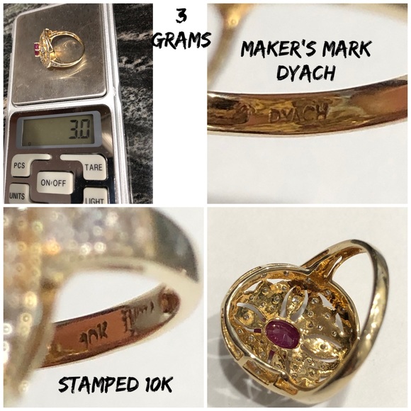🌟SOLD!🌟10KT Gold Ruby & Diamond Art Deco Ring - Picture 5 of 7